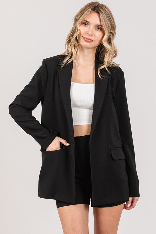 Twill Oversized Flap Pocket Blazer-Blazers-Krush Kandy, Women's Online Fashion Boutique Located in Phoenix, Arizona (Scottsdale Area)