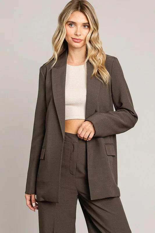 Twill Oversized Blazer Jacket-Blazers-Krush Kandy, Women's Online Fashion Boutique Located in Phoenix, Arizona (Scottsdale Area)