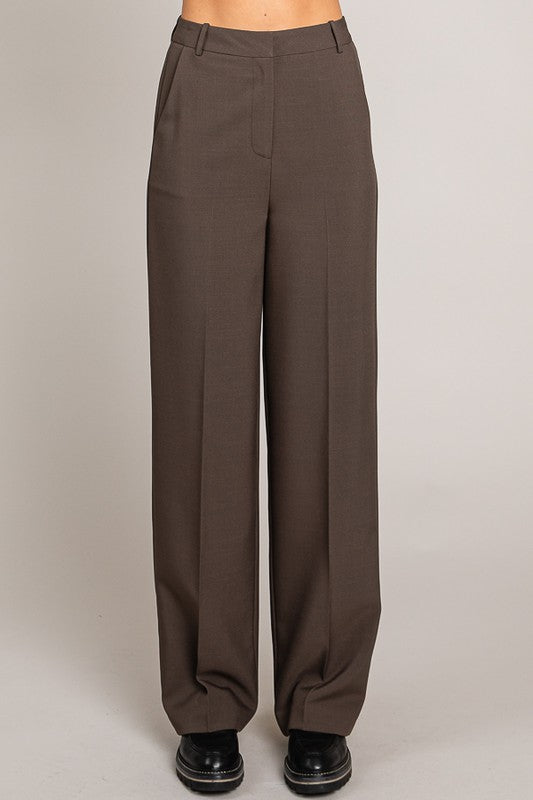 Twill Wide Leg Trousers-Pants-Krush Kandy, Women's Online Fashion Boutique Located in Phoenix, Arizona (Scottsdale Area)