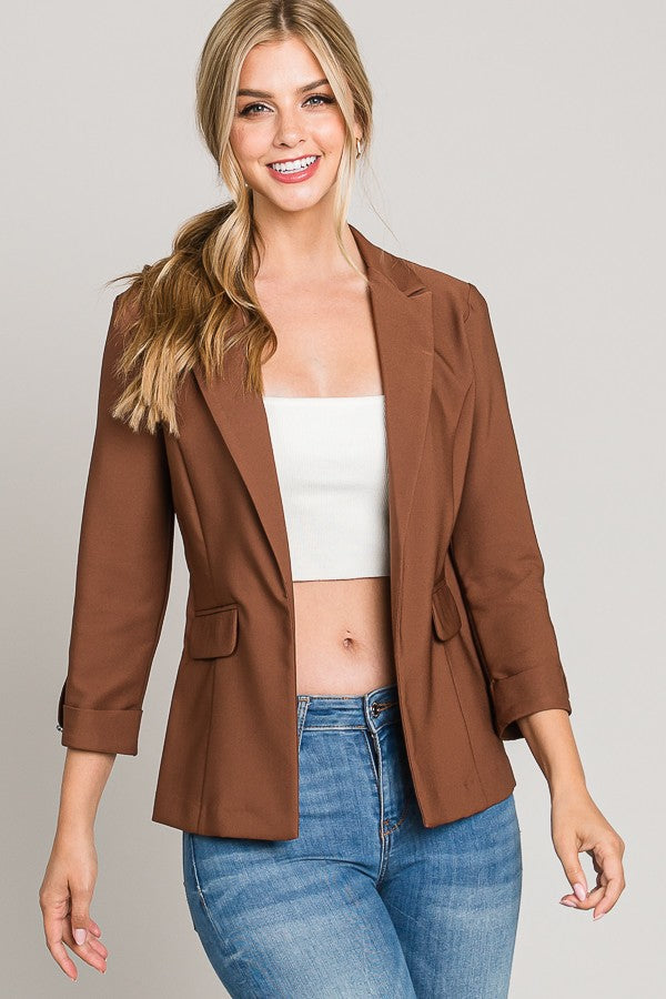 Let's Get Takeout Button Detail Blazer-Blazers-Krush Kandy, Women's Online Fashion Boutique Located in Phoenix, Arizona (Scottsdale Area)