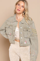 POL dgy Cropped Jean Jacket-Jackets-Krush Kandy, Women's Online Fashion Boutique Located in Phoenix, Arizona (Scottsdale Area)