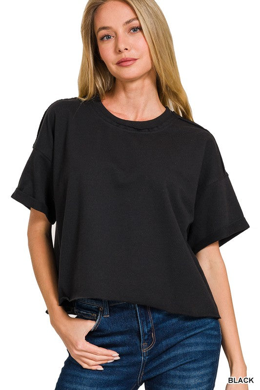 French Box Terry Tee-Short Sleeve Tops-Krush Kandy, Women's Online Fashion Boutique Located in Phoenix, Arizona (Scottsdale Area)