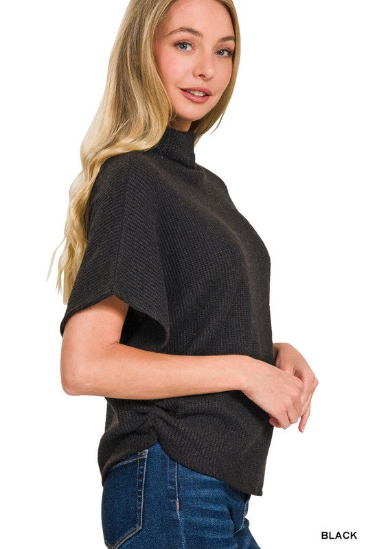 Mock Neck Shirred Sweater-Sweaters-Krush Kandy, Women's Online Fashion Boutique Located in Phoenix, Arizona (Scottsdale Area)