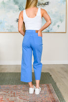 JUDY BLUE Lisa High Rise Control Top Wide Leg Crop Jeans in Sky Blue-Jeans-Krush Kandy, Women's Online Fashion Boutique Located in Phoenix, Arizona (Scottsdale Area)