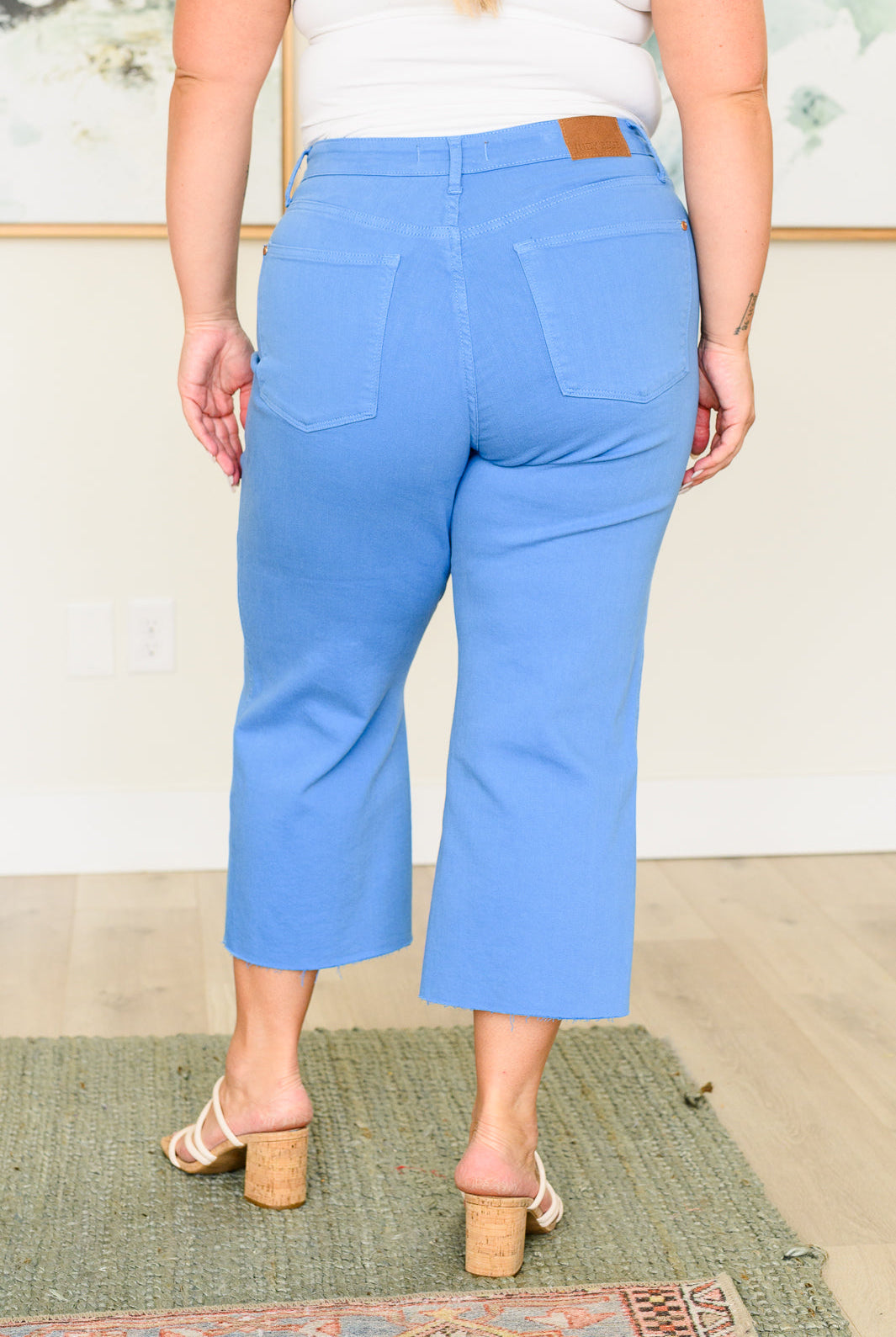 Lisa High Rise Control Top Wide Leg Crop Jeans in Sky Blue-Denim-Krush Kandy, Women's Online Fashion Boutique Located in Phoenix, Arizona (Scottsdale Area)