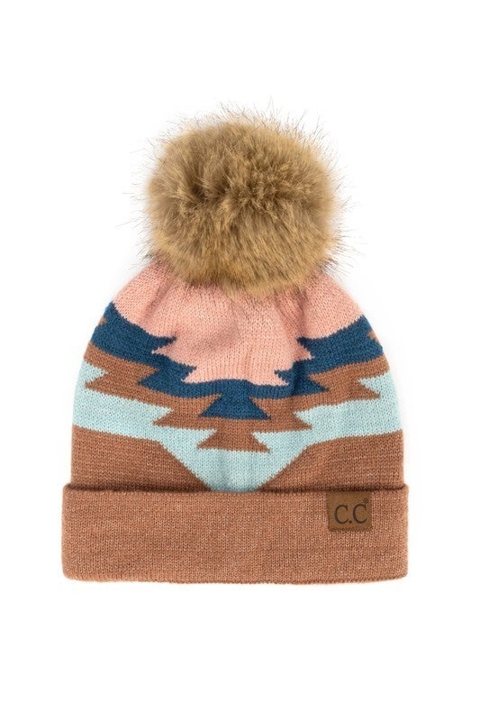 Latest Trend Aztec Pom Beanie-Hats-Krush Kandy, Women's Online Fashion Boutique Located in Phoenix, Arizona (Scottsdale Area)