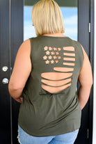 Land of the Free Tank in Olive-Tanks-Krush Kandy, Women's Online Fashion Boutique Located in Phoenix, Arizona (Scottsdale Area)