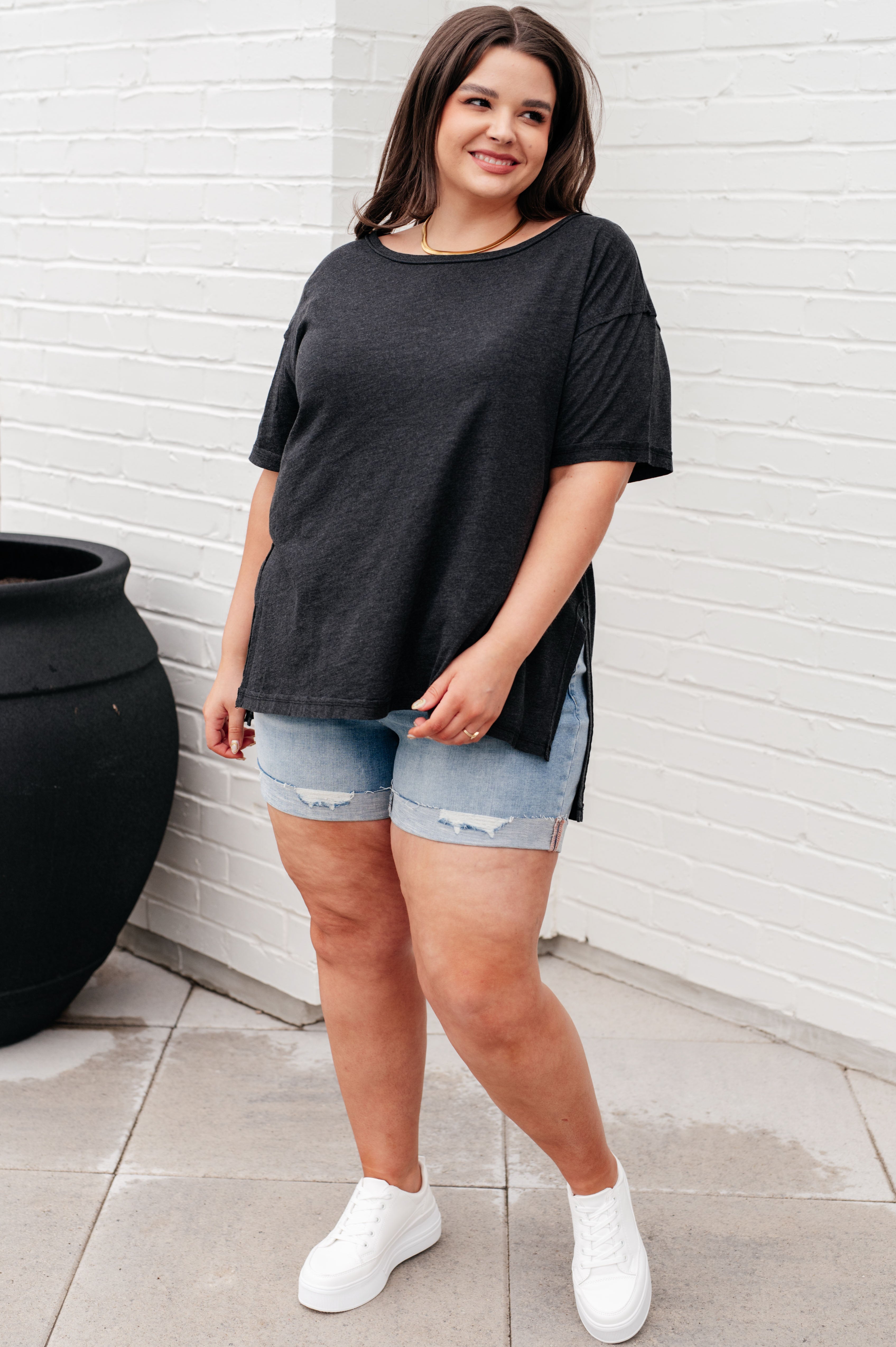 Let Me Live Relaxed Tee in Black-Short Sleeve Tops-Krush Kandy, Women's Online Fashion Boutique Located in Phoenix, Arizona (Scottsdale Area)