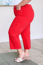 JUDY BLUE Lisa High Rise Control Top Wide Leg Crop Jeans in Red-Jeans-Krush Kandy, Women's Online Fashion Boutique Located in Phoenix, Arizona (Scottsdale Area)