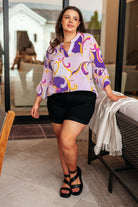 Lizzy Bell Sleeve Top in Regal Lavender and Gold-Long Sleeve Tops-Krush Kandy, Women's Online Fashion Boutique Located in Phoenix, Arizona (Scottsdale Area)