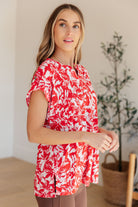 Lizzy Cap Sleeve Top in Red Floral-Short Sleeve Tops-Krush Kandy, Women's Online Fashion Boutique Located in Phoenix, Arizona (Scottsdale Area)