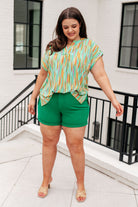 Lizzy Cap Sleeve Top in Lime and Emerald Multi Stripe-Short Sleeve Tops-Krush Kandy, Women's Online Fashion Boutique Located in Phoenix, Arizona (Scottsdale Area)