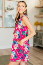 Lizzy Tank Dress in Hot Pink Tropical Floral-Dresses-Krush Kandy, Women's Online Fashion Boutique Located in Phoenix, Arizona (Scottsdale Area)