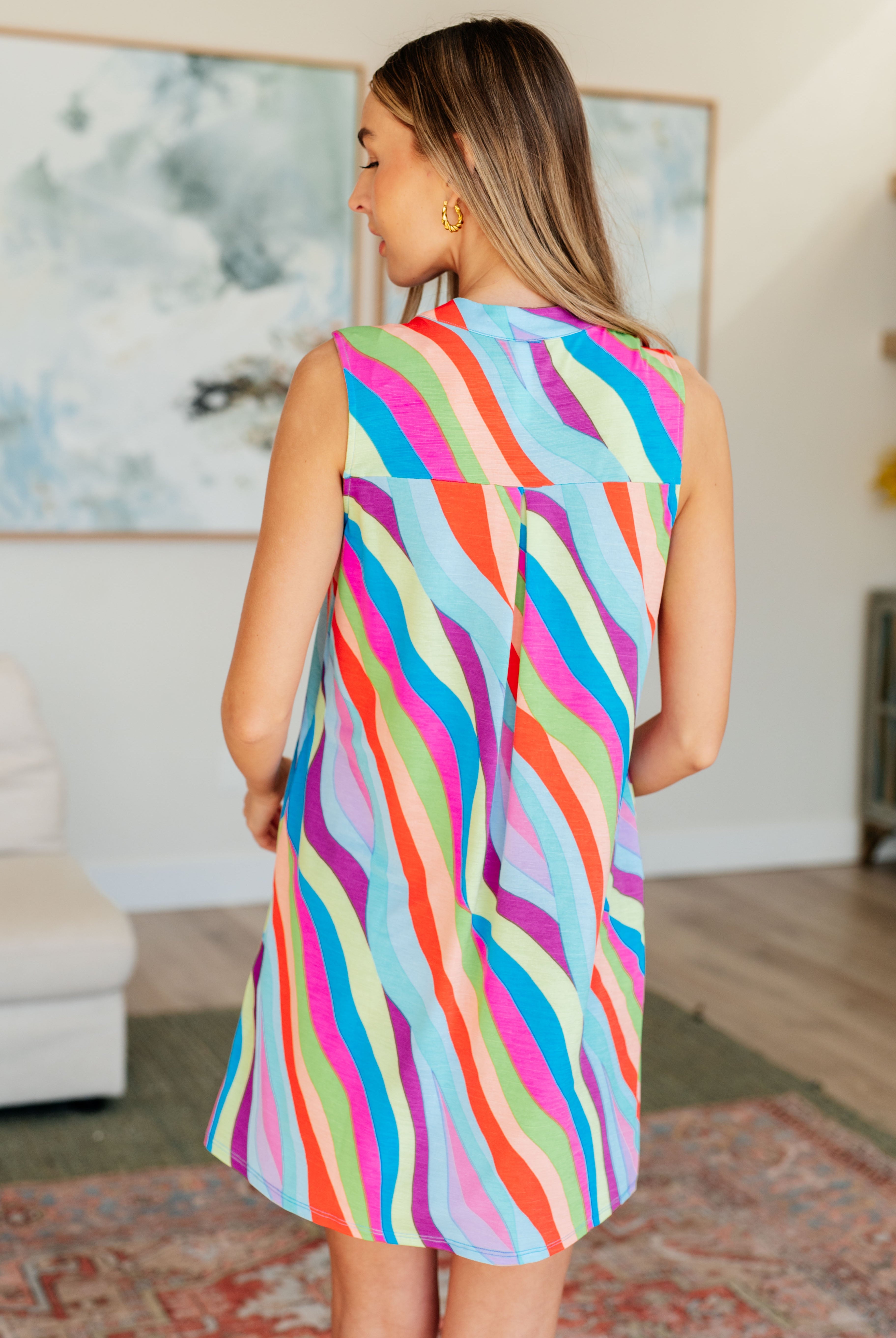 Lizzy Tank Dress in Multi Mod Stripe-Dresses-Krush Kandy, Women's Online Fashion Boutique Located in Phoenix, Arizona (Scottsdale Area)