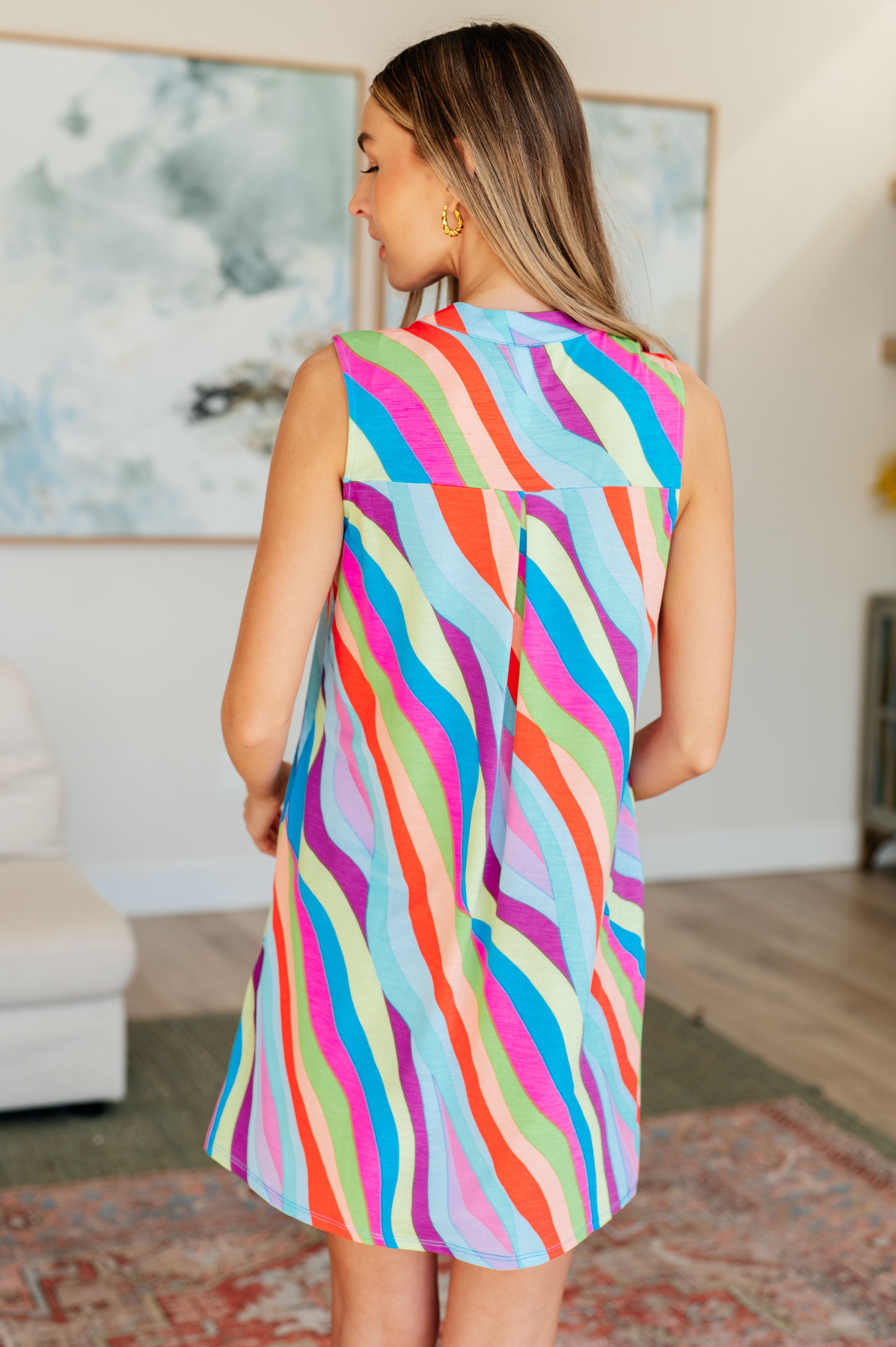 Lizzy Tank Dress in Multi Mod Stripe-Dresses-Krush Kandy, Women's Online Fashion Boutique Located in Phoenix, Arizona (Scottsdale Area)