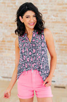 Lizzy Tank Top in Grey and Pink Leopard-Tanks-Krush Kandy, Women's Online Fashion Boutique Located in Phoenix, Arizona (Scottsdale Area)