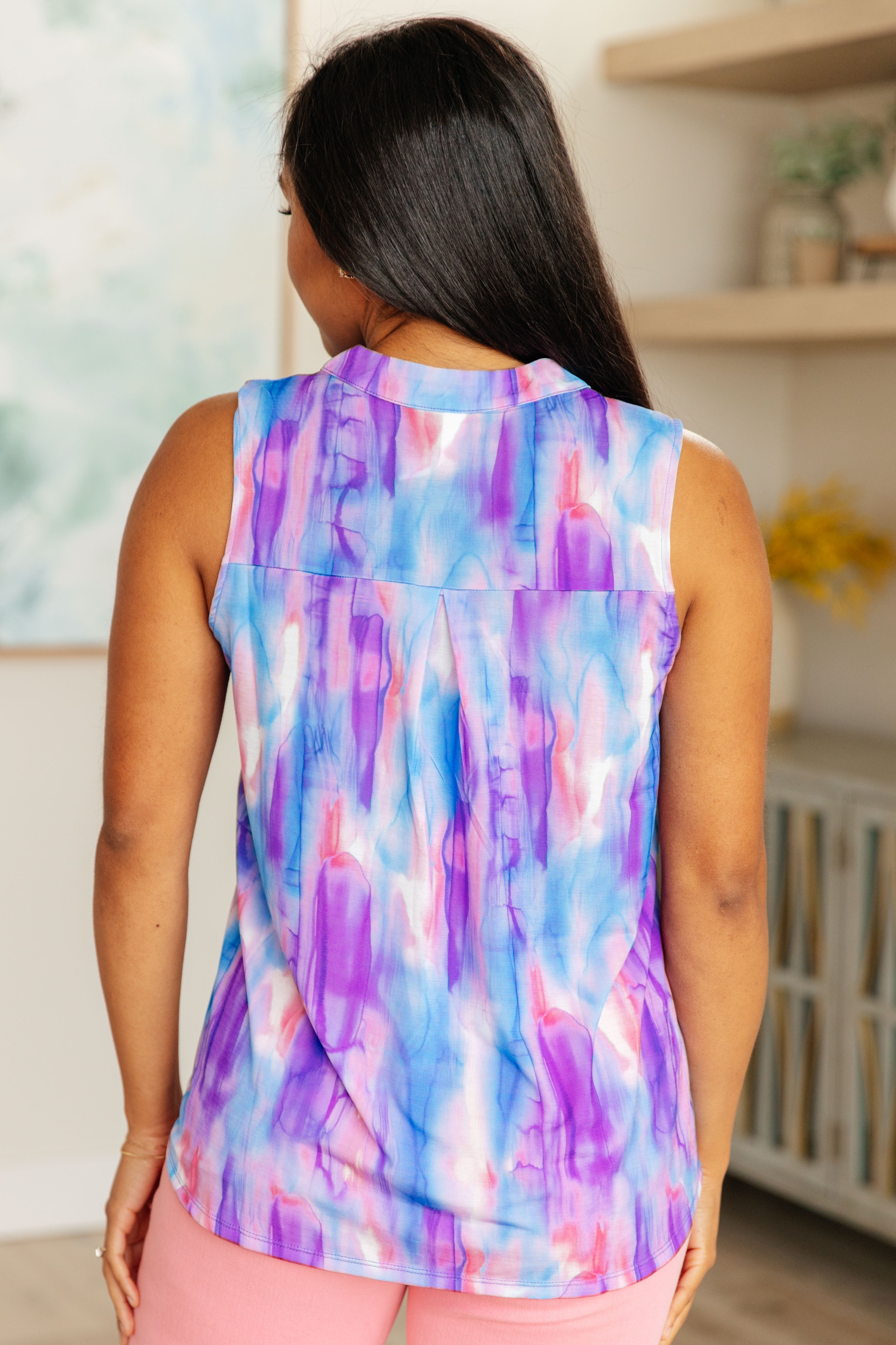 Lizzy Tank Top in Lavender and Blue Watercolor-Tanks-Krush Kandy, Women's Online Fashion Boutique Located in Phoenix, Arizona (Scottsdale Area)