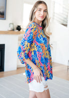 Lizzy Top in Blue and Pink Branches-Long Sleeve Tops-Krush Kandy, Women's Online Fashion Boutique Located in Phoenix, Arizona (Scottsdale Area)