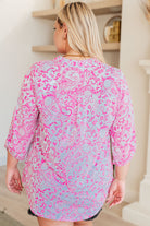 Lizzy Top in Blue and Pink Paisley-Long Sleeve Tops-Krush Kandy, Women's Online Fashion Boutique Located in Phoenix, Arizona (Scottsdale Area)