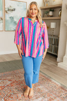 Lizzy Top in Blue and Pink Stripe-Long Sleeve Tops-Krush Kandy, Women's Online Fashion Boutique Located in Phoenix, Arizona (Scottsdale Area)
