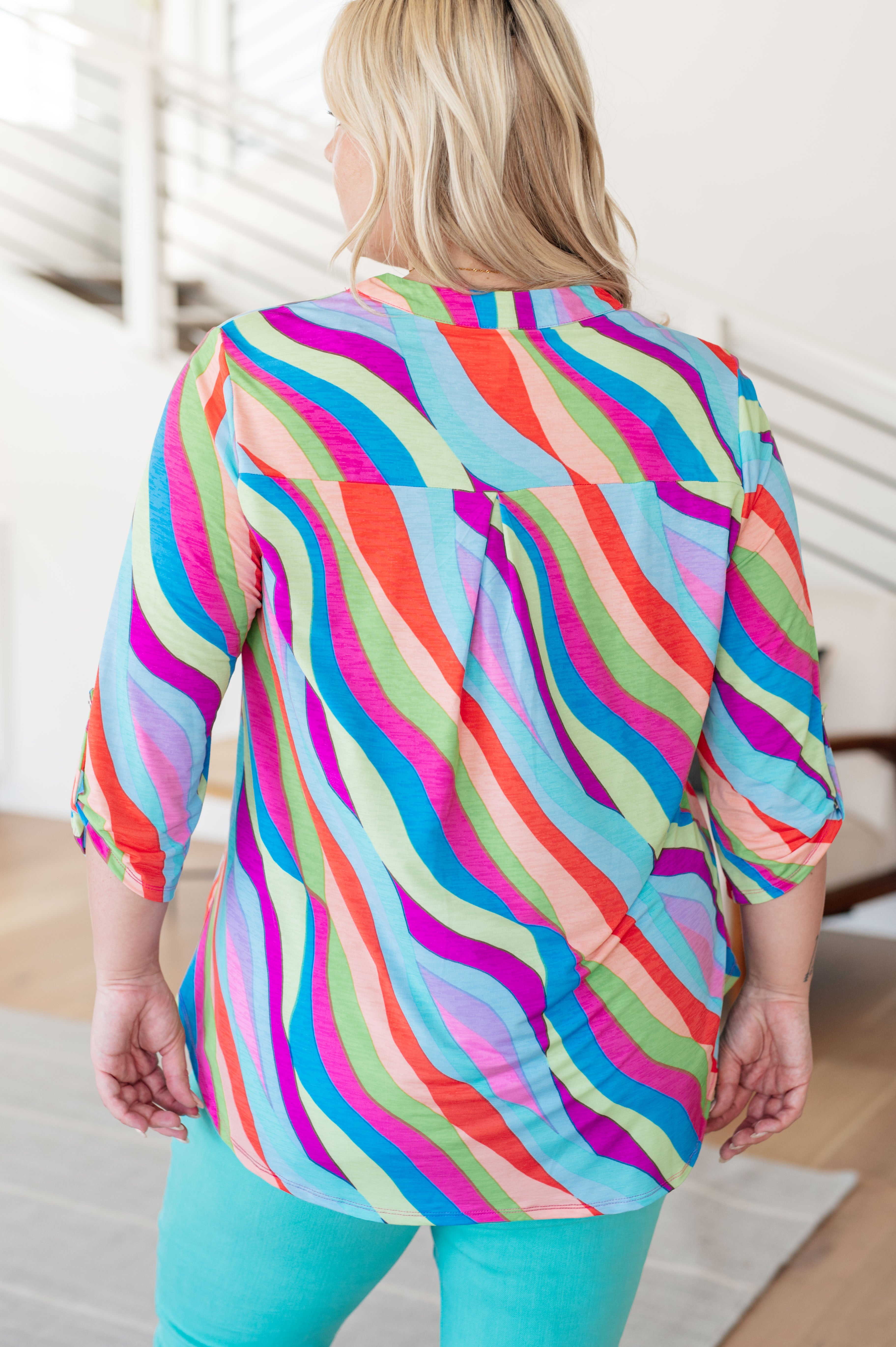 Lizzy Top in Multi Mod Stripe-Long Sleeve Tops-Krush Kandy, Women's Online Fashion Boutique Located in Phoenix, Arizona (Scottsdale Area)