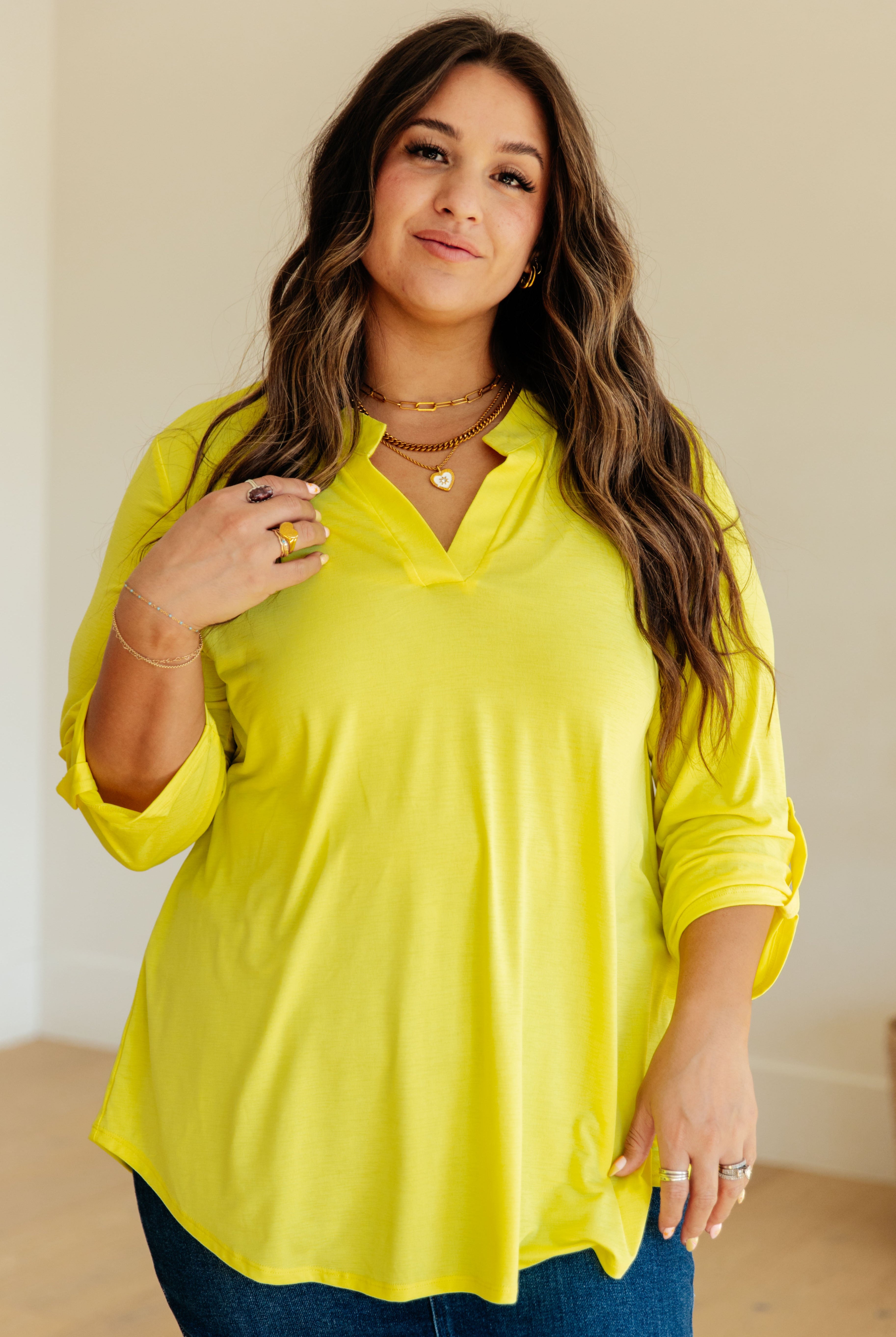 Lizzy Top in Neon Yellow-Long Sleeve Tops-Krush Kandy, Women's Online Fashion Boutique Located in Phoenix, Arizona (Scottsdale Area)