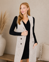 Long Sleeveless Notched Collar Sweater Vest