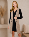 Long Sleeveless Notched Collar Sweater Vest