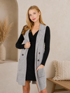Long Sleeveless Notched Collar Sweater Vest