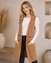 Long Sleeveless Notched Collar Sweater Vest