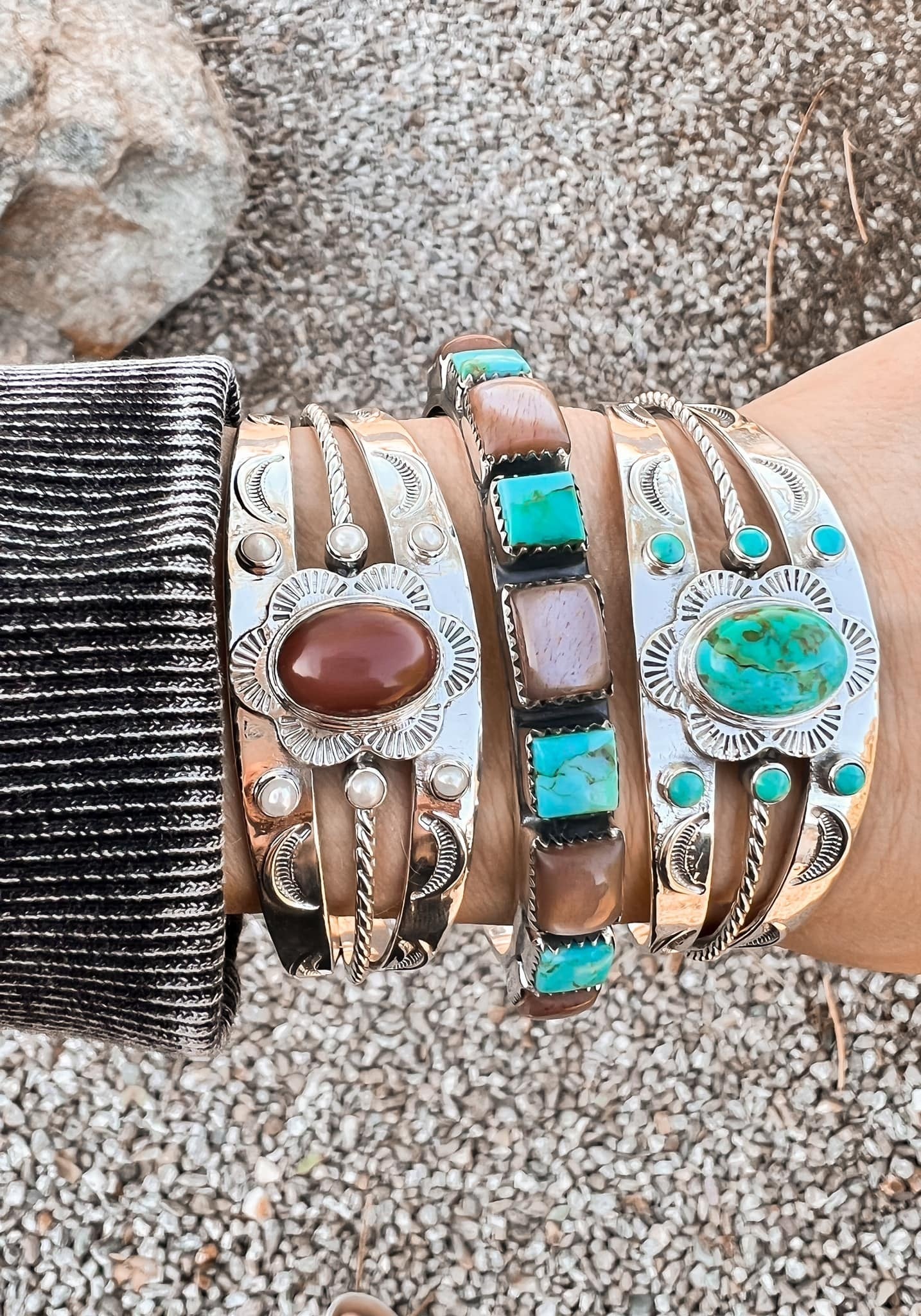 Must Have Multi Sterling Silver Stone Cuff-Cuffs-Krush Kandy, Women's Online Fashion Boutique Located in Phoenix, Arizona (Scottsdale Area)