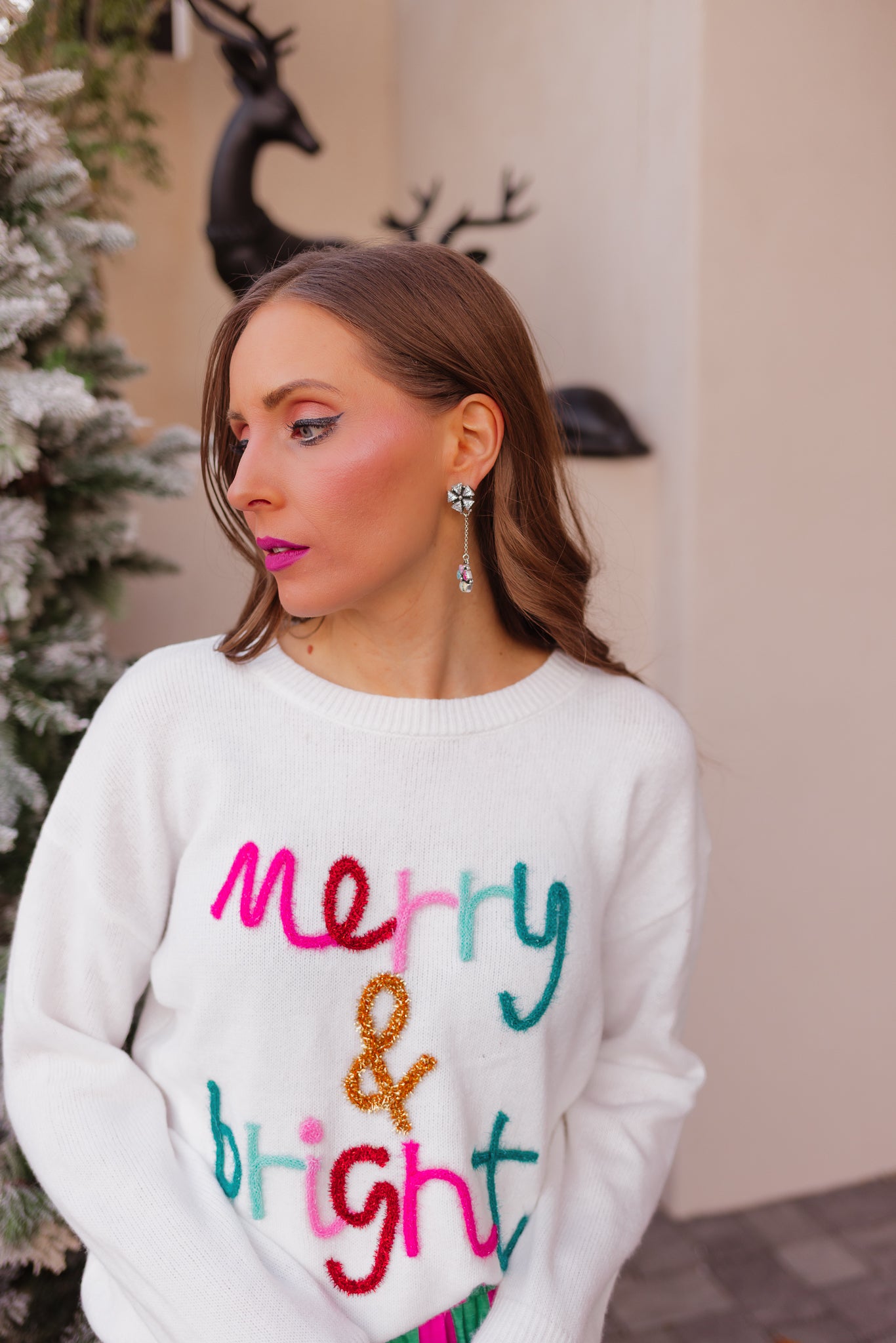 Merry & Bright Tinsel Christmas Sweater-Sweaters-Krush Kandy, Women's Online Fashion Boutique Located in Phoenix, Arizona (Scottsdale Area)
