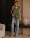 Mineral Washed V neck Sleeveless Top