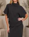 Mock Neck Shirred Sweater