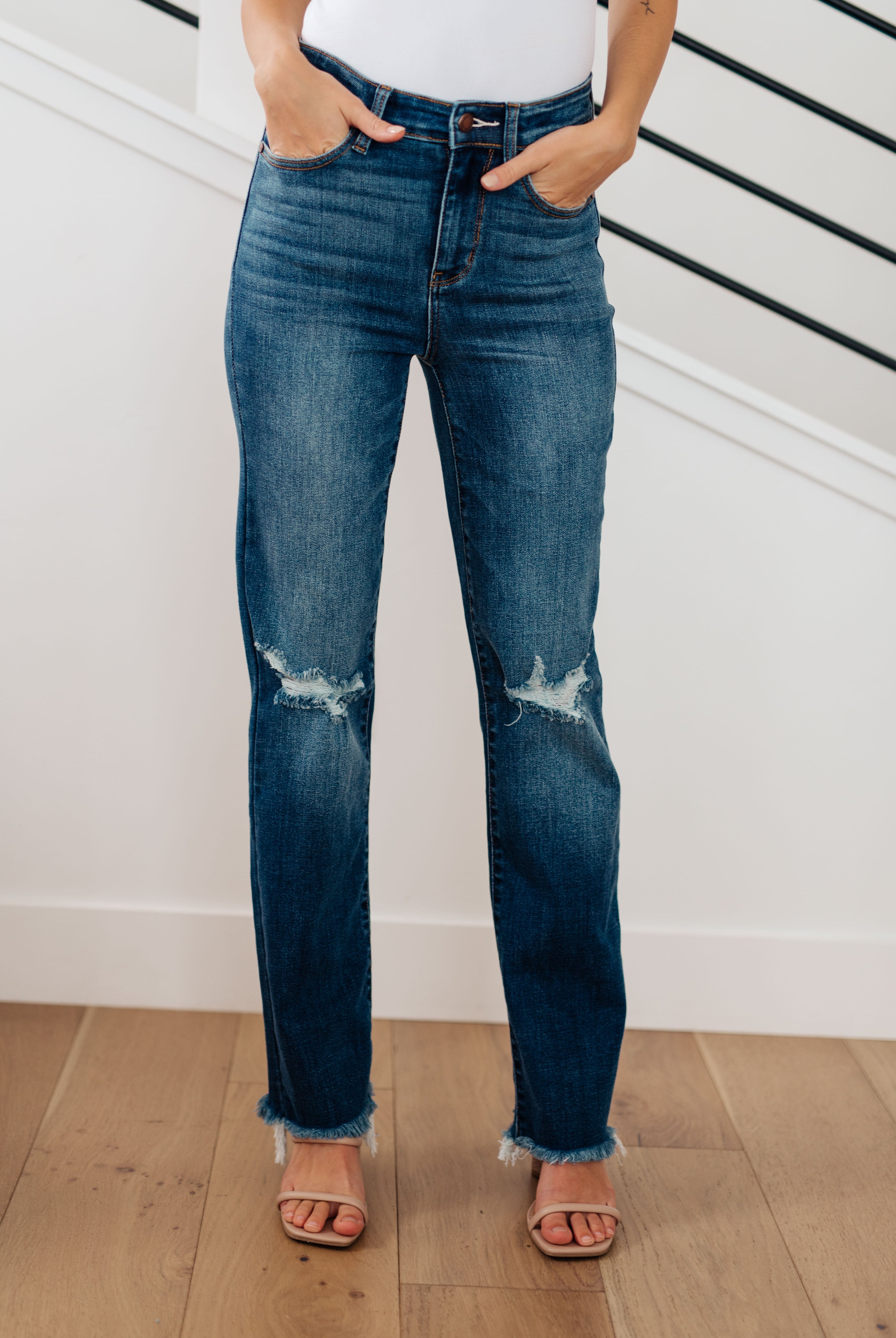 Morgan High Rise Distressed Straight Jeans-Jeans-Krush Kandy, Women's Online Fashion Boutique Located in Phoenix, Arizona (Scottsdale Area)