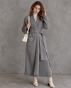 Elowen Sculpted Shoulder Belted Longline Knit Cardigan