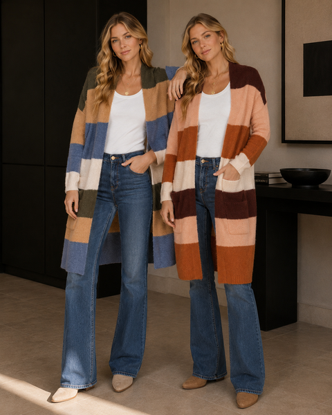 Cardigan - No Bad Days Color Block Style in Multiple Colors