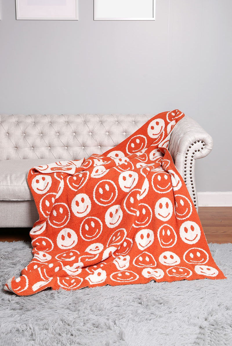 Happy Face Patterned Throw Blanket-Blankets-Krush Kandy, Women's Online Fashion Boutique Located in Phoenix, Arizona (Scottsdale Area)