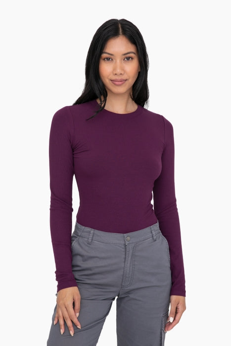 Essential Long-Sleeved Micro-Ribbed Athleisure Top-Long Sleeve Tops-Krush Kandy, Women's Online Fashion Boutique Located in Phoenix, Arizona (Scottsdale Area)