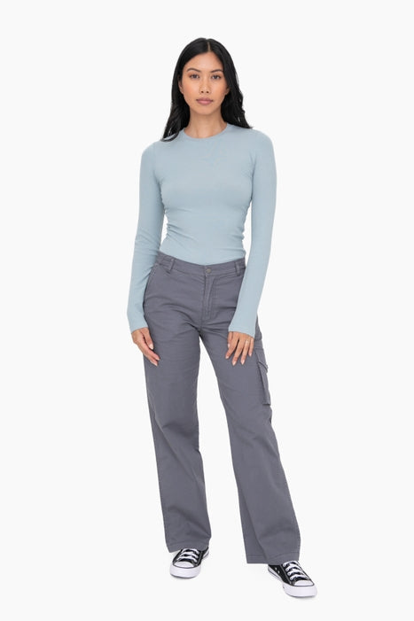 Essential Long-Sleeved Micro-Ribbed Athleisure Top-Long Sleeve Tops-Krush Kandy, Women's Online Fashion Boutique Located in Phoenix, Arizona (Scottsdale Area)