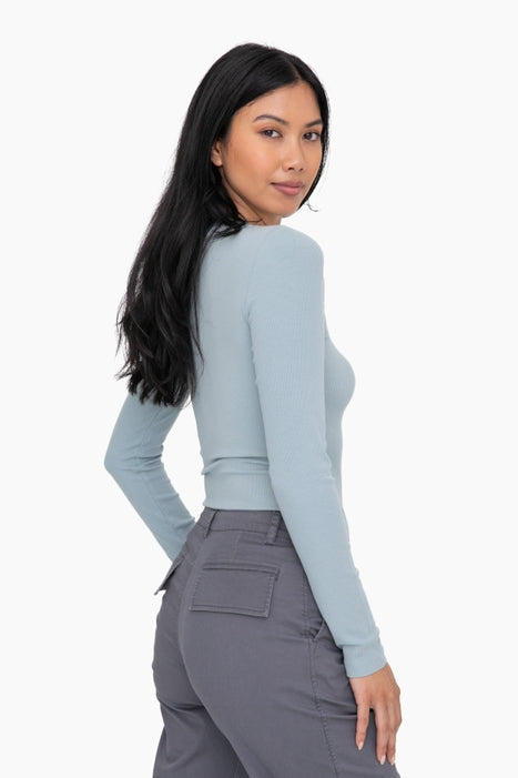 Essential Long-Sleeved Micro-Ribbed Athleisure Top-Long Sleeve Tops-Krush Kandy, Women's Online Fashion Boutique Located in Phoenix, Arizona (Scottsdale Area)