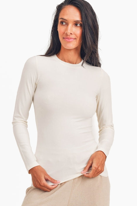 Essential Long-Sleeved Micro-Ribbed Athleisure Top-Long Sleeve Tops-Krush Kandy, Women's Online Fashion Boutique Located in Phoenix, Arizona (Scottsdale Area)