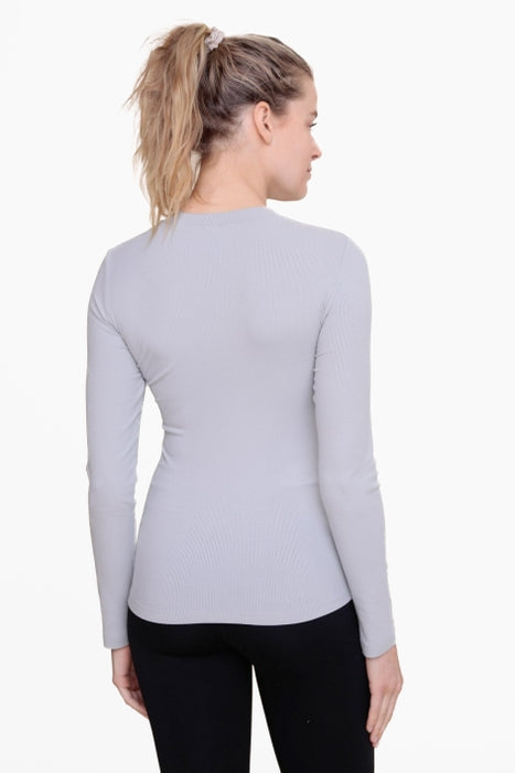 Essential Long-Sleeved Micro-Ribbed Athleisure Top-Long Sleeve Tops-Krush Kandy, Women's Online Fashion Boutique Located in Phoenix, Arizona (Scottsdale Area)