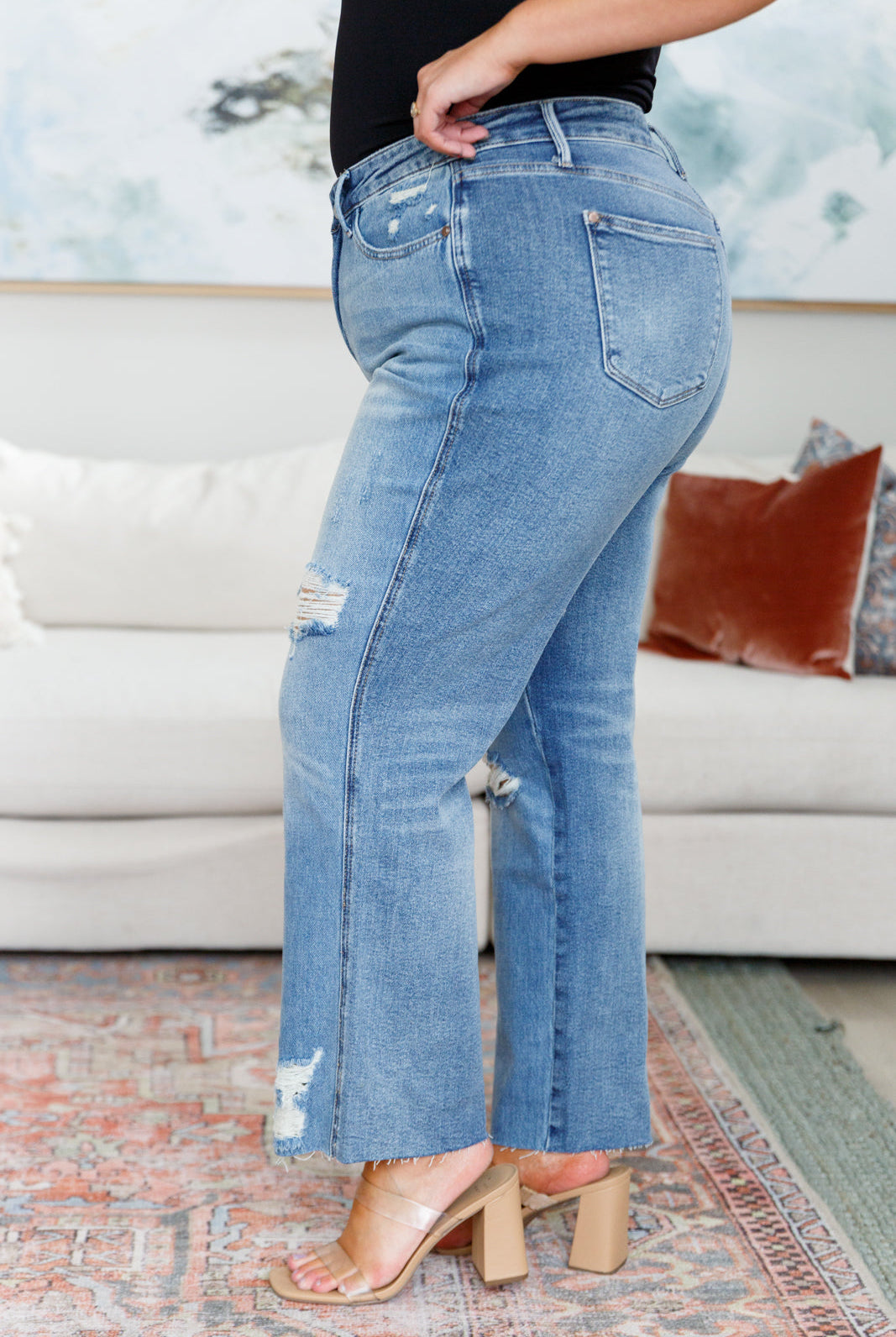 Nora High Rise Rigid Magic Destroy Slim Straight Jeans-Jeans-Krush Kandy, Women's Online Fashion Boutique Located in Phoenix, Arizona (Scottsdale Area)