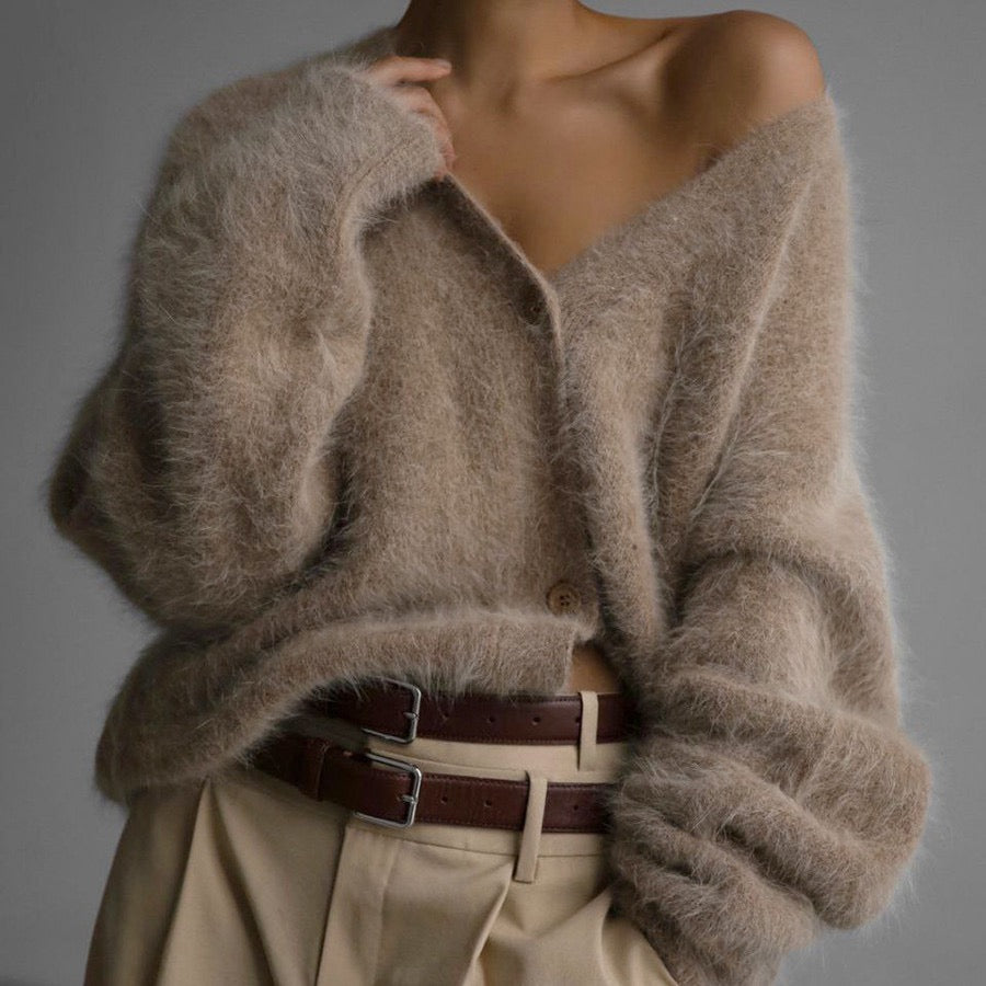 Luxe Soft Fuzzy Button Cardigan-Cardigans-Krush Kandy, Women's Online Fashion Boutique Located in Phoenix, Arizona (Scottsdale Area)