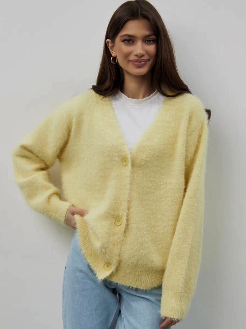 Luxe Soft Fuzzy Button Cardigan-Cardigans-Krush Kandy, Women's Online Fashion Boutique Located in Phoenix, Arizona (Scottsdale Area)