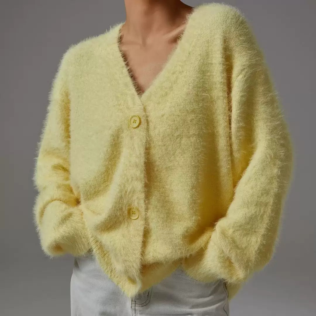 Luxe Soft Fuzzy Button Cardigan-Cardigans-Krush Kandy, Women's Online Fashion Boutique Located in Phoenix, Arizona (Scottsdale Area)