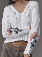 Floral Sleeve Knit Sweater-Sweaters-Krush Kandy, Women's Online Fashion Boutique Located in Phoenix, Arizona (Scottsdale Area)