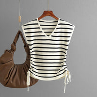 Elegant Ruched Side V-Neck Sleeveless Top