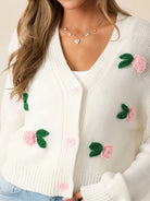 Wish You Roses Knit Cardigan-Cardigans-Krush Kandy, Women's Online Fashion Boutique Located in Phoenix, Arizona (Scottsdale Area)